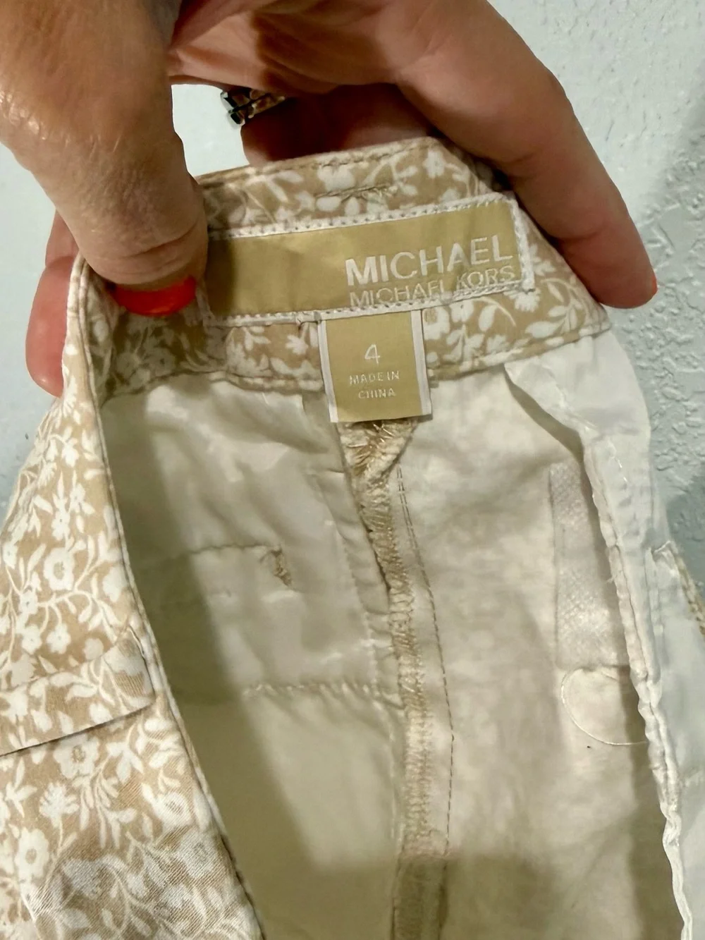 Michael Kors Beige Floral Print Shorts